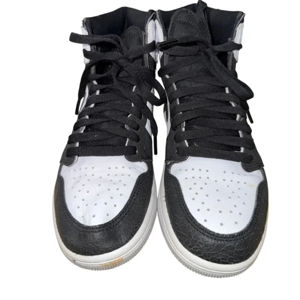 Nike Jordan 1 Retro High‎ OG Mens 7.5 Pre-Owned White/Black Shoes 555088-108